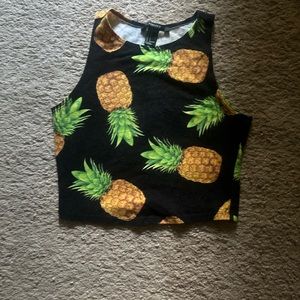 Forever 21 pineapple print cropped halter top, size small